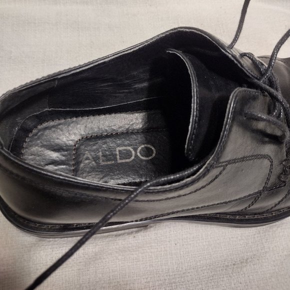 ? Aldo || 42 Osrik Black Square Toe Leather Oxfords